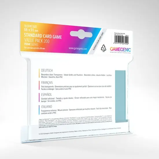 Prime Sleeves - Sachet de 200 protèges-cartes transparents standard - 66 x 91 mm