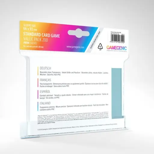 Prime Sleeves - Sachet de 200 protèges-cartes transparents standard - 66 x 91 mm